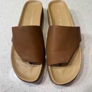Donald J. Pliner Brown Leather Slide Sandals